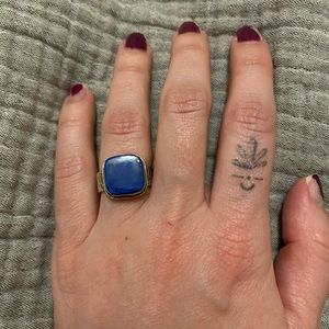 925 Sterling Silver Chunky Carved Lapis Lazuli Ring